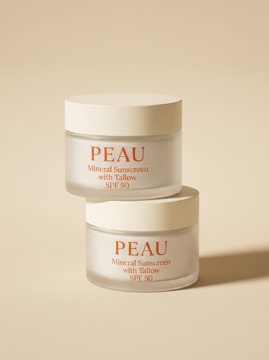 Two PEAU Tallow Sunscreen jars — the Duo 2-pack